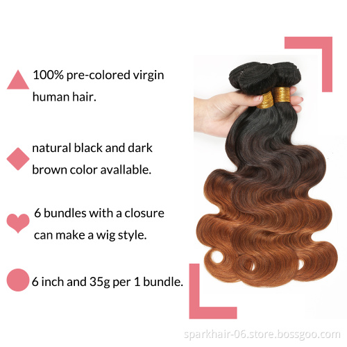 SPARK Body Wave Brazilian Human Hair Bundles With Lace Closure Body Wave ombre color cheap bundles virgin human hair hair